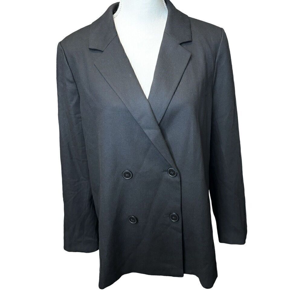 Madewell Caldwell Double-Breasted Drapeweave Blazer True Black NWT XL